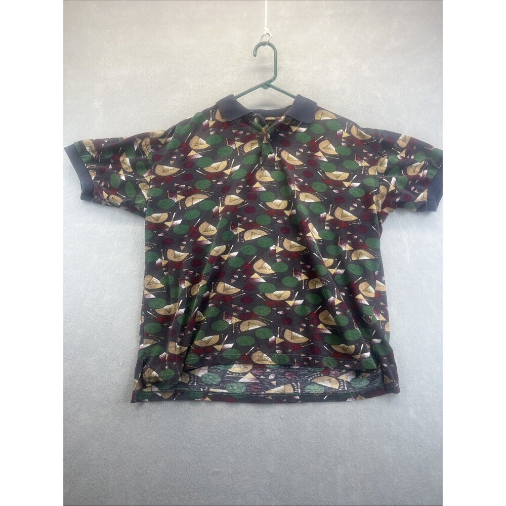 Accents By Berne Vintage Multicolor Polo Shirt Geometric Abstract Mens M